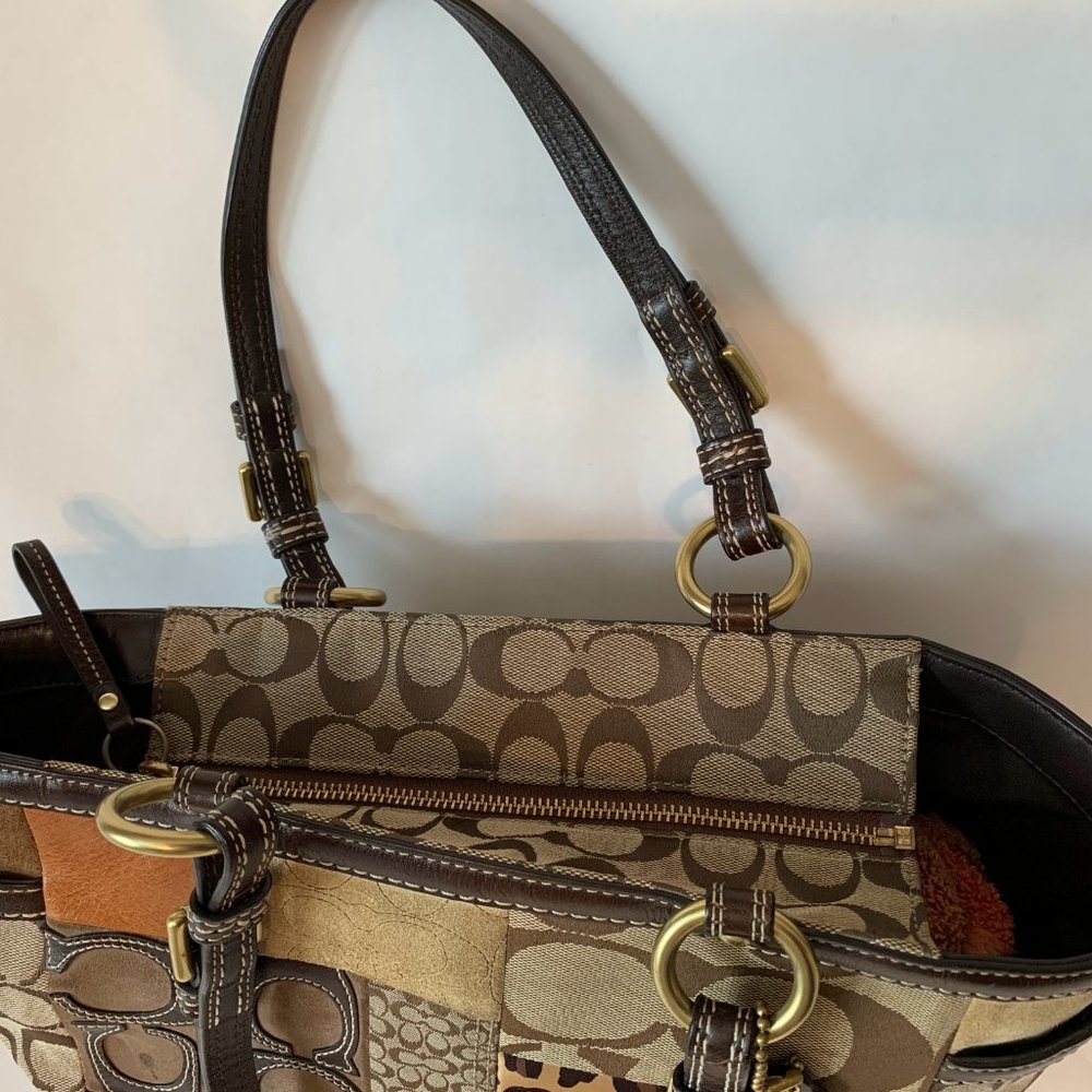 Coach Signature Patchwork Shoulder Bag Large Gem